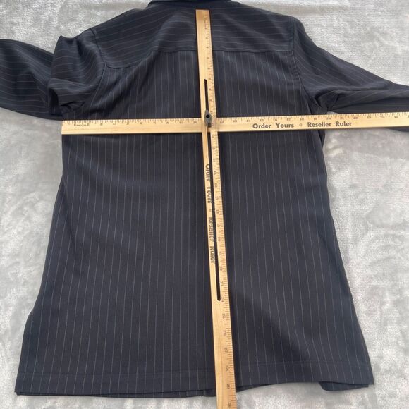 Lauren Ralph Lauren Shirt Womens Medium Navy Pinstripe Wool Button Front Tunic - Picture 5 of 15